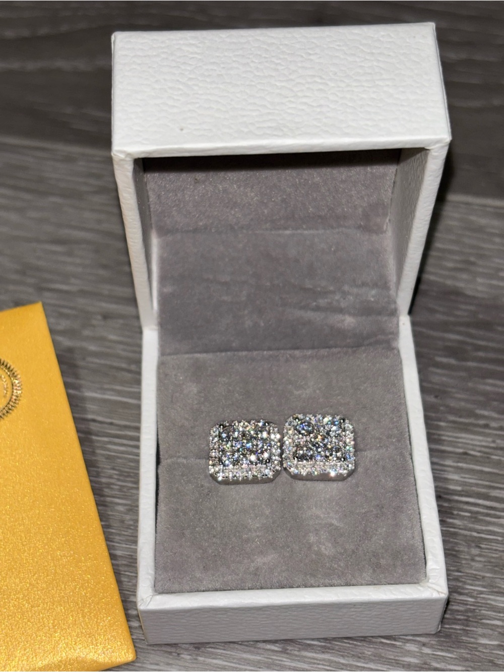 Brand New Custom VVS Moissanite Square Cluster Stud Earrings 925 Silver